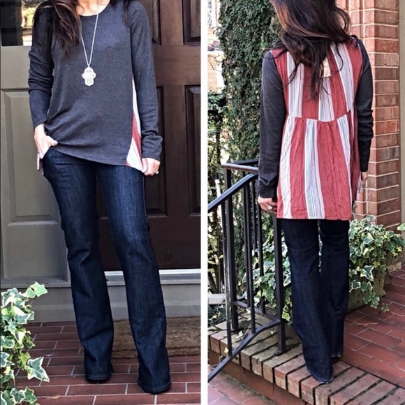 New, Boutique gray, stripped back tunic - Picture 3 of 6